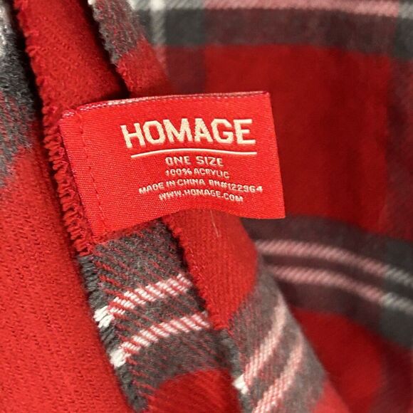 Homage Scarf Ohio State University Plaid Fringe Scarlet Grey Buckeyes OSU - Picture 7 of 7